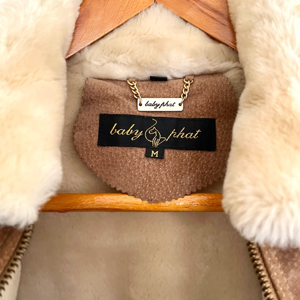 *SOLD* Vintage Y2K Leather Bomber Jacket w/ Faux Shearling … - Picture 3 of 13